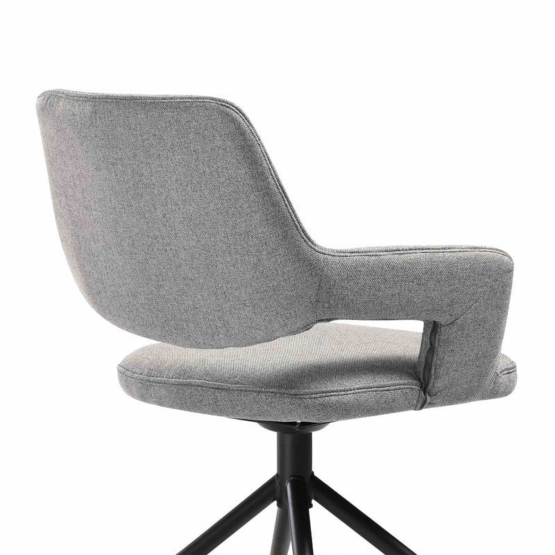 Penny Swivel Upholstered Dining Chair in Gray Fabric with Black Metal Legs - Set of 2 - Furniture City (CA)l