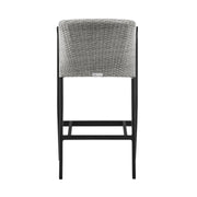 Palma Outdoor Patio Bar Stool in Aluminum and Wicker with Gray Cushions - Furniture City (CA)l