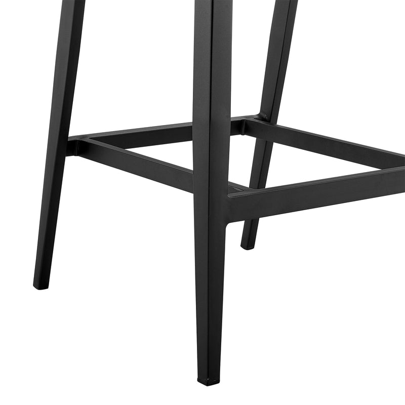 Palma Outdoor Patio Bar Stool in Aluminum and Wicker with Gray Cushions - Furniture City (CA)l