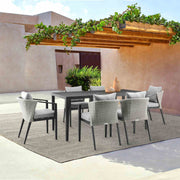 Palma Outdoor Patio Dining Chairs in Aluminum and Wicker with Gray Cushions - Set of 2 - Furniture City (CA)l