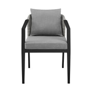 Palma Outdoor Patio Dining Chairs in Aluminum and Wicker with Gray Cushions - Set of 2 - Furniture City (CA)l