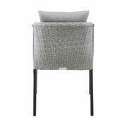 Palma Outdoor Patio Dining Chairs in Aluminum and Wicker with Gray Cushions - Set of 2 - Furniture City (CA)l