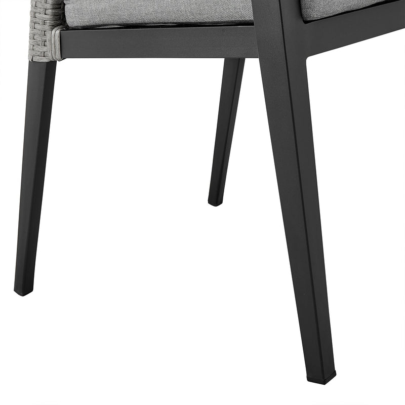 Palma Outdoor Patio Dining Chairs in Aluminum and Wicker with Gray Cushions - Set of 2 - Furniture City (CA)l