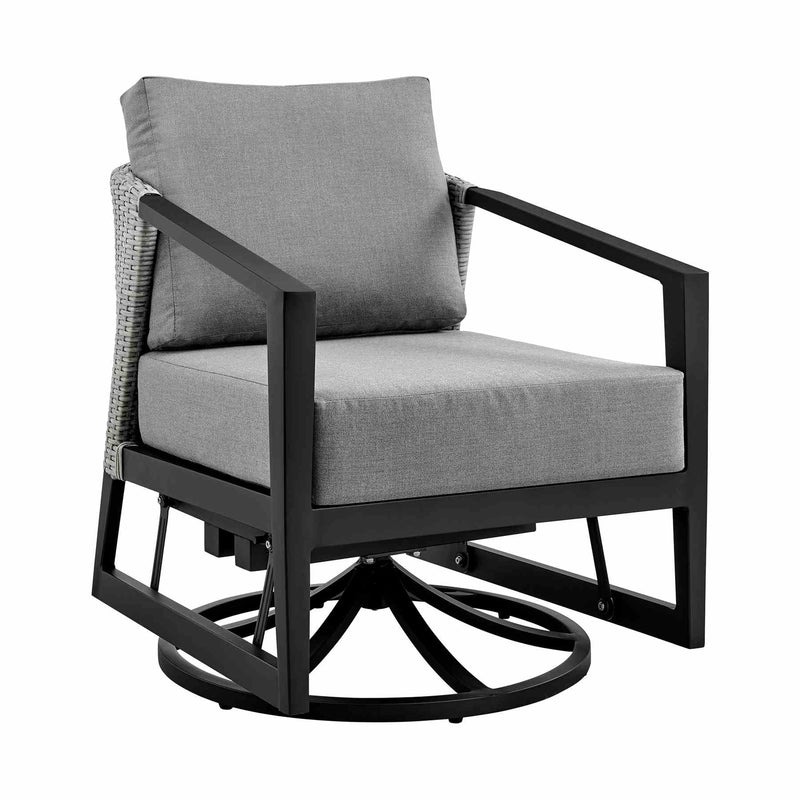 Palma Outdoor Patio Swivel Lounge Chair in Aluminum with Gray Cushions - Furniture City (CA)l