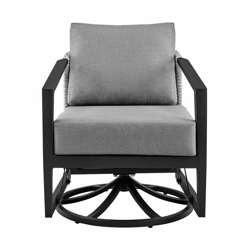 Palma Outdoor Patio Swivel Lounge Chair in Aluminum with Gray Cushions - Furniture City (CA)l