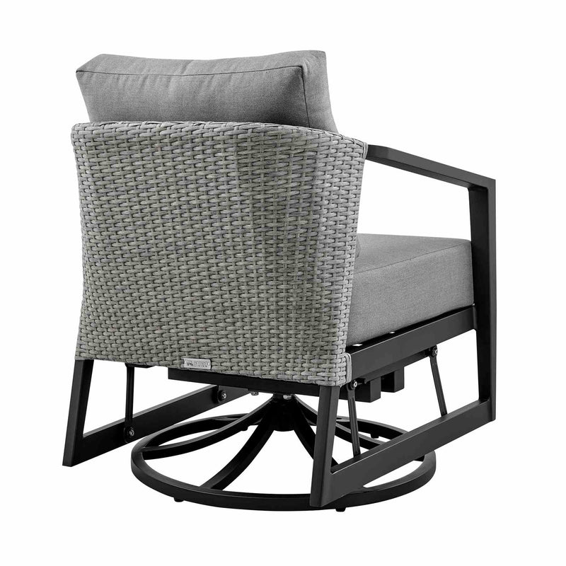 Palma Outdoor Patio Swivel Lounge Chair in Aluminum with Gray Cushions - Furniture City (CA)l