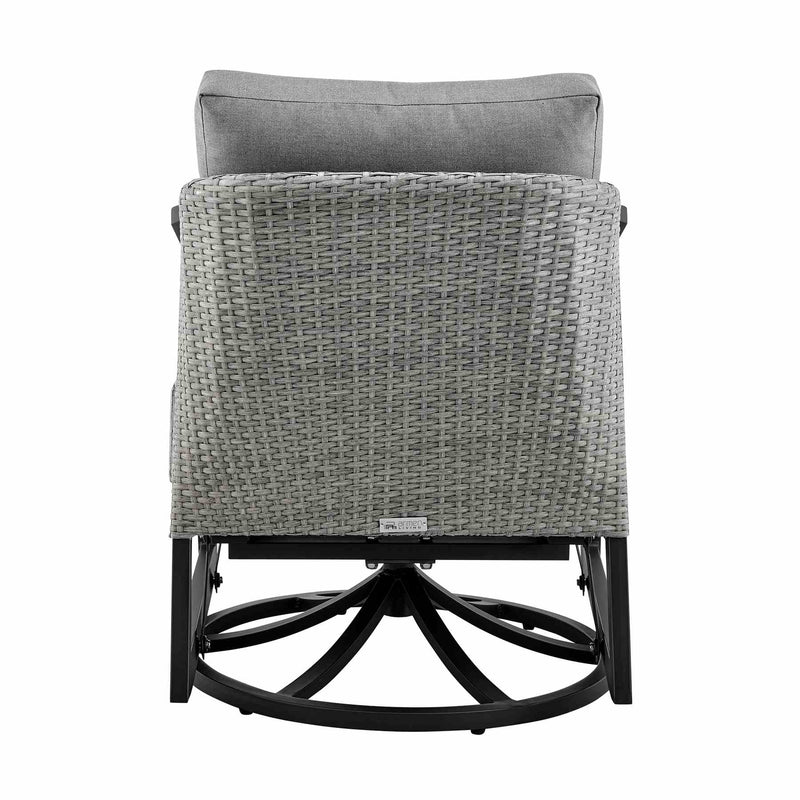 Palma Outdoor Patio Swivel Lounge Chair in Aluminum with Gray Cushions - Furniture City (CA)l