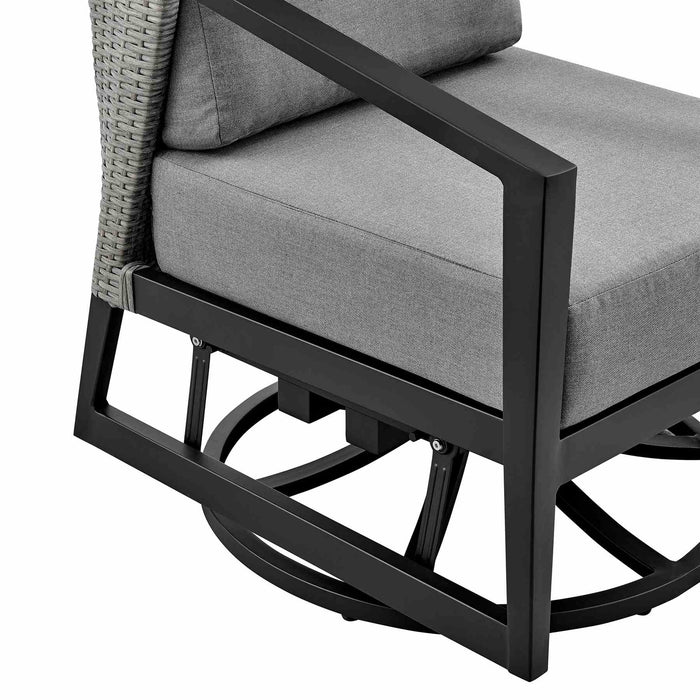 Palma Outdoor Patio Swivel Lounge Chair in Aluminum with Gray Cushions