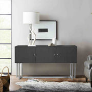 Prague Contemporary Buffet in Brushed Stainless Steel Finish and Gray Wood - Furniture City (CA)l
