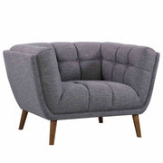 Phantom Mid-Century Modern Chair in Dark Gray Linen and Walnut Legs - Furniture City (CA)l