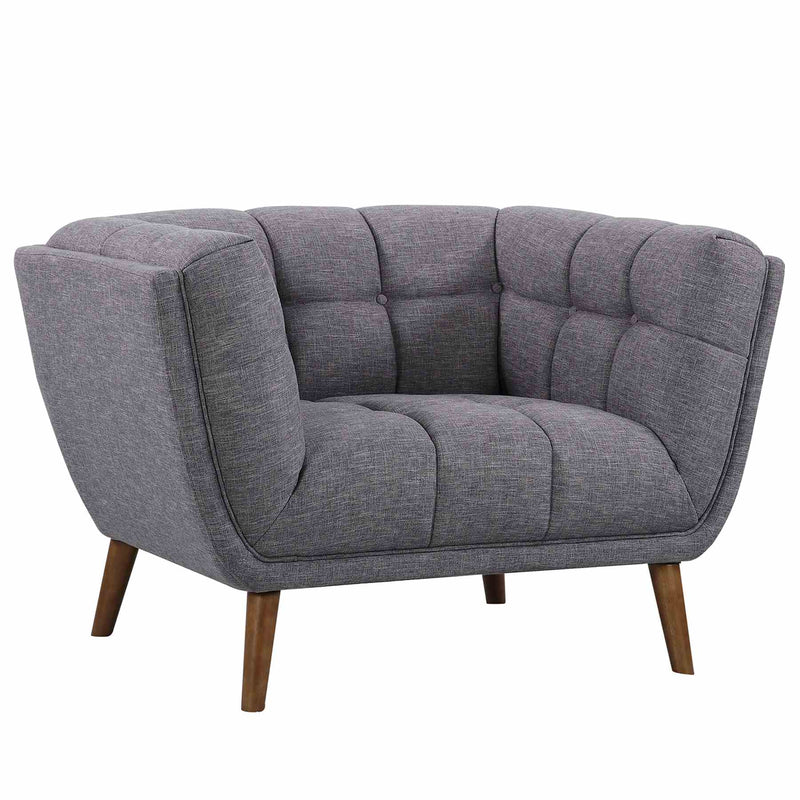 Phantom Mid-Century Modern Chair in Dark Gray Linen and Walnut Legs - Furniture City (CA)l