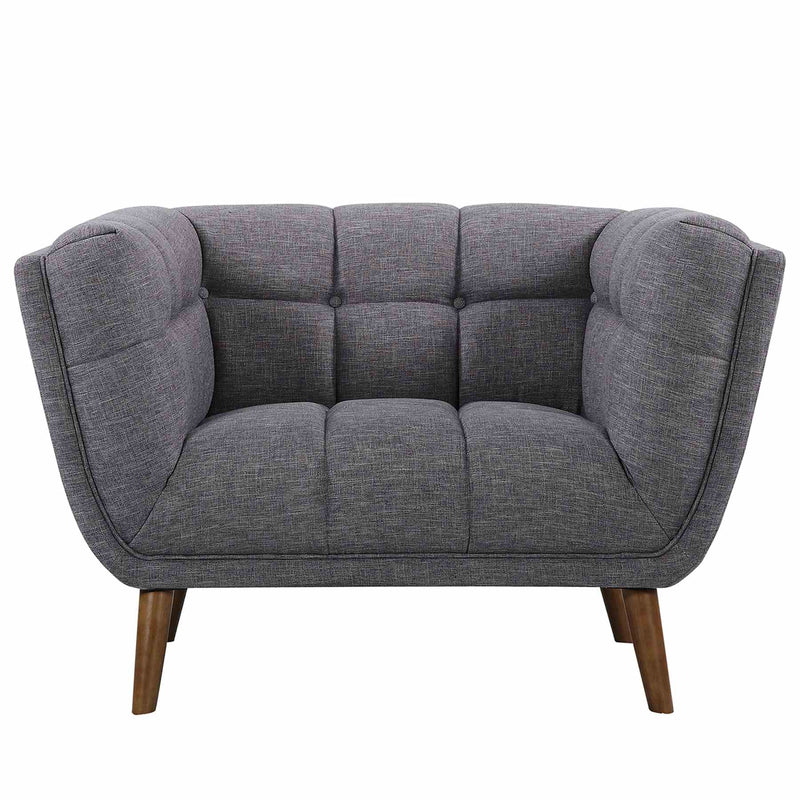 Phantom Mid-Century Modern Chair in Dark Gray Linen and Walnut Legs - Furniture City (CA)l