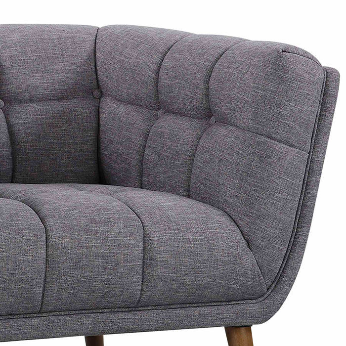 Phantom Mid-Century Modern Chair in Dark Gray Linen and Walnut Legs