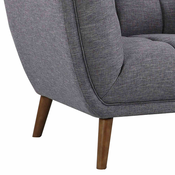 Phantom Mid-Century Modern Chair in Dark Gray Linen and Walnut Legs