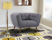 Phantom Mid-Century Modern Chair in Dark Gray Linen and Walnut Legs - Furniture City (CA)l