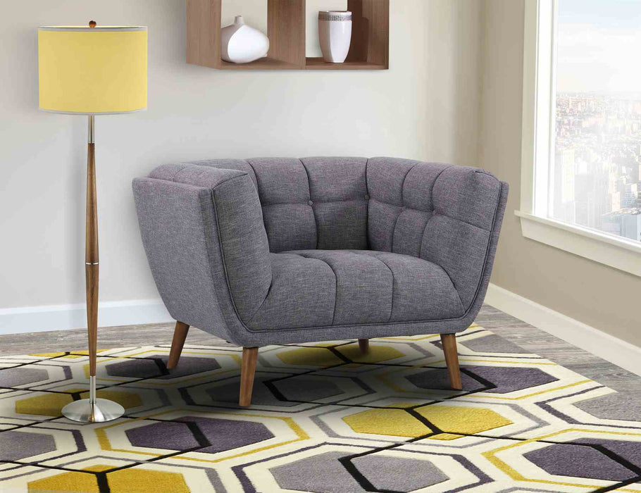 Phantom Mid-Century Modern Chair in Dark Gray Linen and Walnut Legs