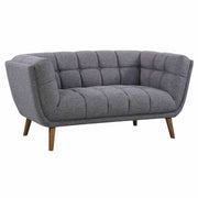 Phantom Mid-Century Modern Loveseat in Dark Gray Linen and Walnut Legs - Furniture City (CA)l