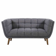 Phantom Mid-Century Modern Loveseat in Dark Gray Linen and Walnut Legs - Furniture City (CA)l