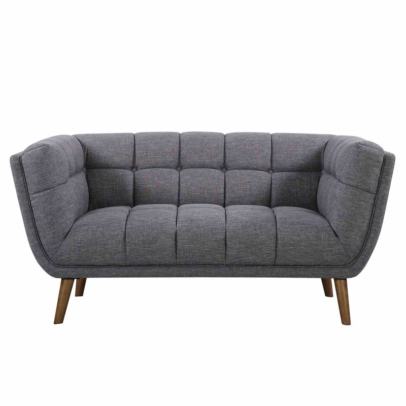 Phantom Mid-Century Modern Loveseat in Dark Gray Linen and Walnut Legs - Furniture City (CA)l