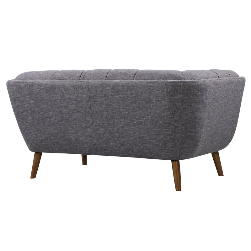 Phantom Mid-Century Modern Loveseat in Dark Gray Linen and Walnut Legs - Furniture City (CA)l