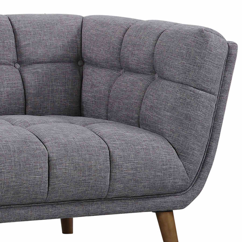 Phantom Mid-Century Modern Loveseat in Dark Gray Linen and Walnut Legs - Furniture City (CA)l