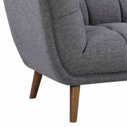 Phantom Mid-Century Modern Loveseat in Dark Gray Linen and Walnut Legs - Furniture City (CA)l