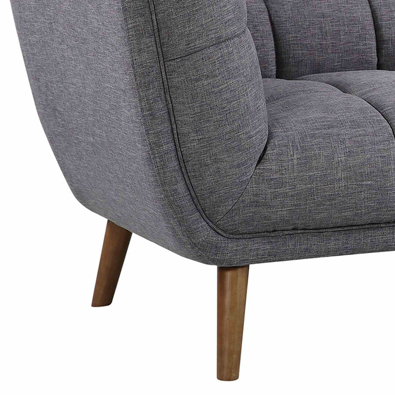 Phantom Mid-Century Modern Loveseat in Dark Gray Linen and Walnut Legs - Furniture City (CA)l