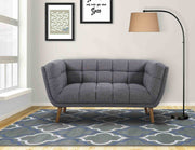 Phantom Mid-Century Modern Loveseat in Dark Gray Linen and Walnut Legs - Furniture City (CA)l