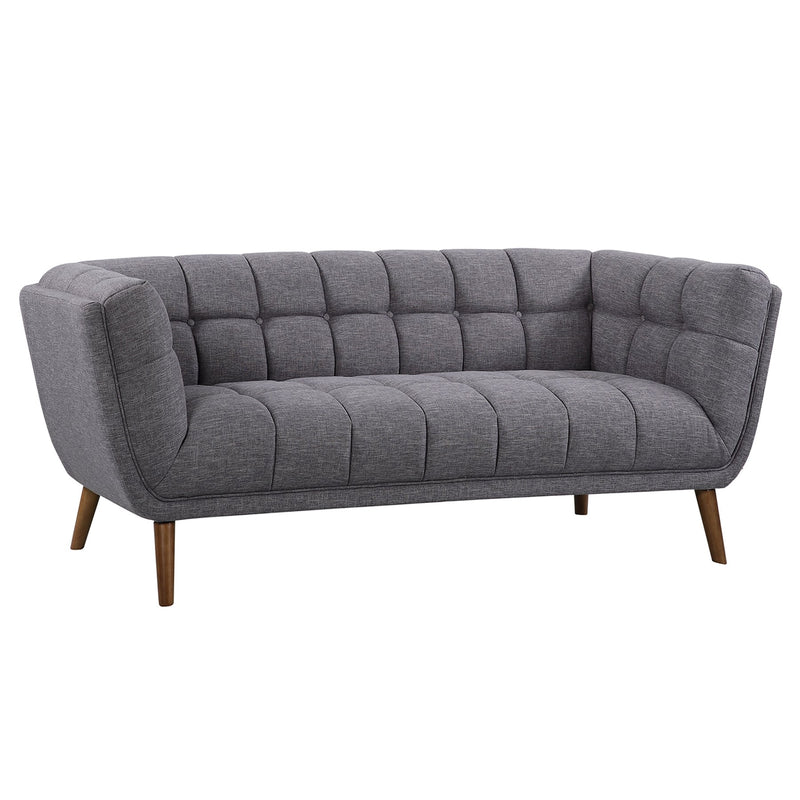 Phantom Mid-Century Modern Sofa in Dark Gray Linen and Walnut Legs - Furniture City (CA)l