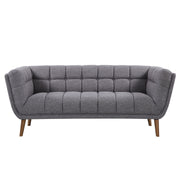 Phantom Mid-Century Modern Sofa in Dark Gray Linen and Walnut Legs - Furniture City (CA)l