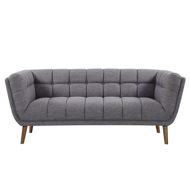 Phantom Mid-Century Modern Sofa in Dark Gray Linen and Walnut Legs - Furniture City (CA)l