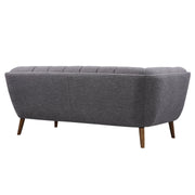 Phantom Mid-Century Modern Sofa in Dark Gray Linen and Walnut Legs - Furniture City (CA)l