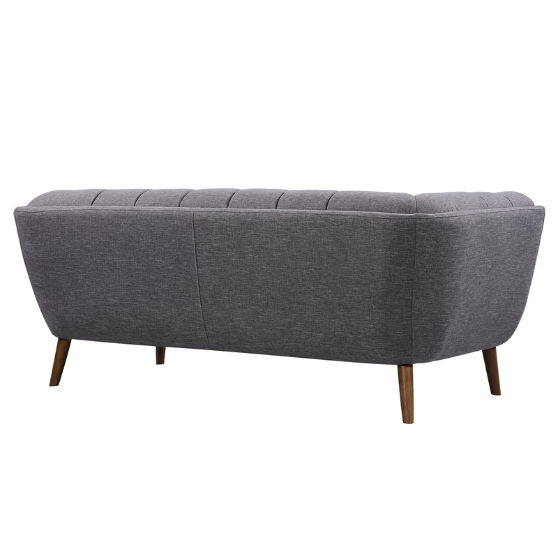 Phantom Mid-Century Modern Sofa in Dark Gray Linen and Walnut Legs - Furniture City (CA)l
