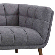 Phantom Mid-Century Modern Sofa in Dark Gray Linen and Walnut Legs - Furniture City (CA)l