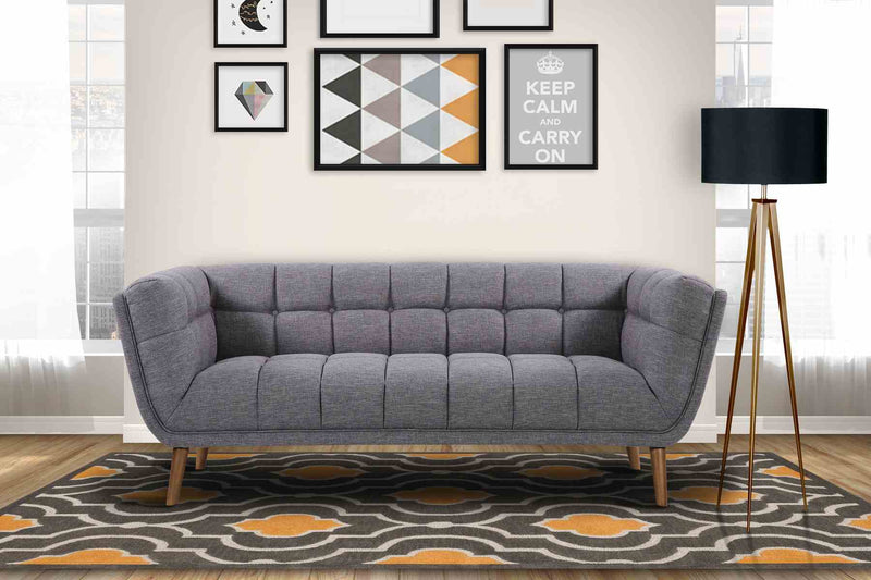 Phantom Mid-Century Modern Sofa in Dark Gray Linen and Walnut Legs - Furniture City (CA)l