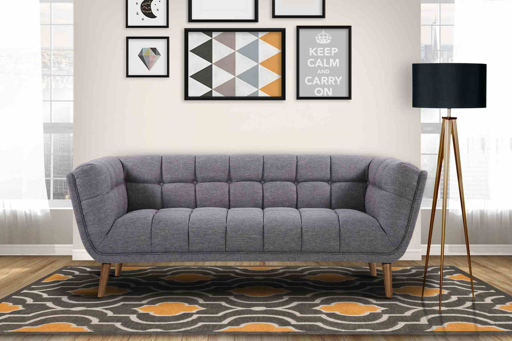 Phantom Mid-Century Modern Sofa in Dark Gray Linen and Walnut Legs