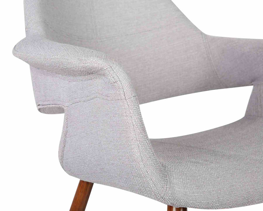 Phoebe Mid-Century Dining Chair in Walnut Finish and Gray Fabric
