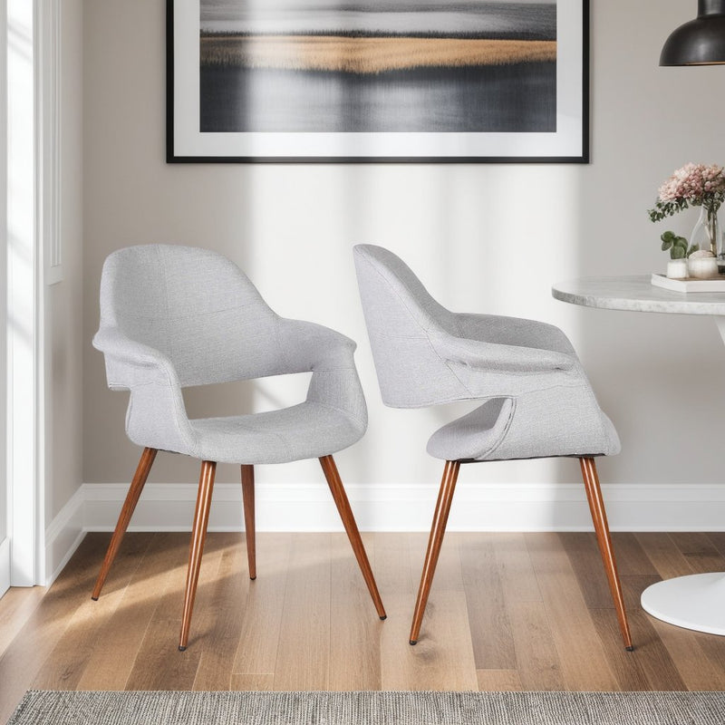 Phoebe Mid-Century Dining Chair in Walnut Finish and Gray Fabric - Furniture City (CA)l