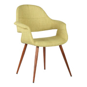 Phoebe Mid-Century Dining Chair in Walnut Finish and Green Fabric - Furniture City (CA)l