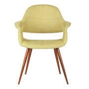 Phoebe Mid-Century Dining Chair in Walnut Finish and Green Fabric - Furniture City (CA)l