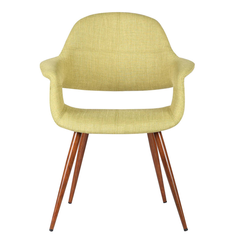 Phoebe Mid-Century Dining Chair in Walnut Finish and Green Fabric - Furniture City (CA)l