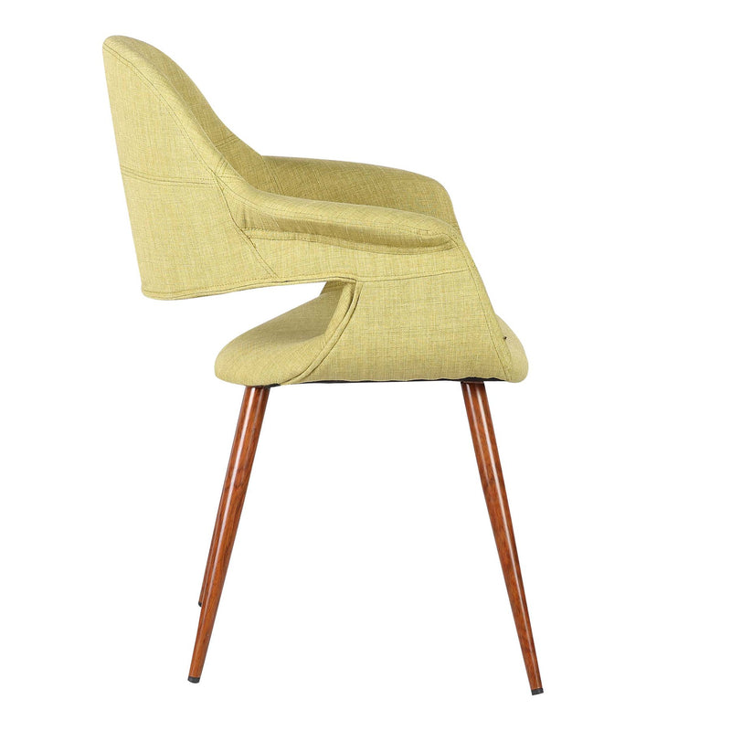 Phoebe Mid-Century Dining Chair in Walnut Finish and Green Fabric - Furniture City (CA)l