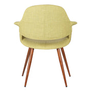 Phoebe Mid-Century Dining Chair in Walnut Finish and Green Fabric - Furniture City (CA)l