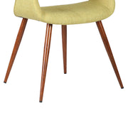 Phoebe Mid-Century Dining Chair in Walnut Finish and Green Fabric - Furniture City (CA)l