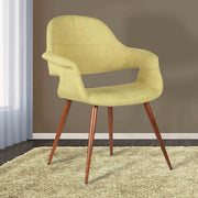 Phoebe Mid-Century Dining Chair in Walnut Finish and Green Fabric - Furniture City (CA)l