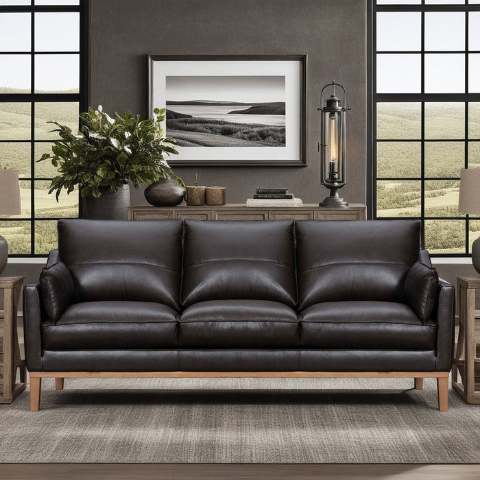 Pompeii 87" Dark Brown Leather Sofa