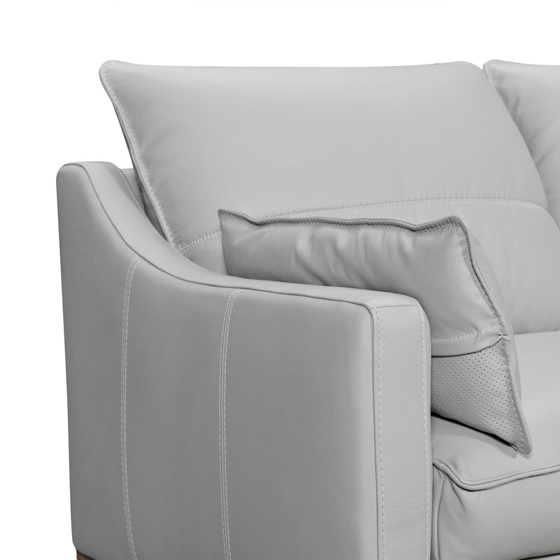 Pompeii 87" Dove Gray Leather Sofa - Furniture City (CA)l