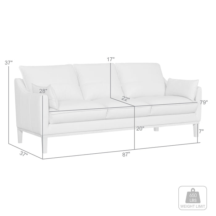 Pompeii 87" Dove Gray Leather Sofa