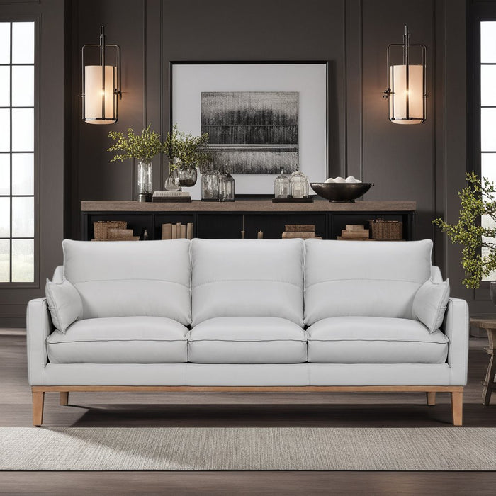 Pompeii 87" Dove Gray Leather Sofa