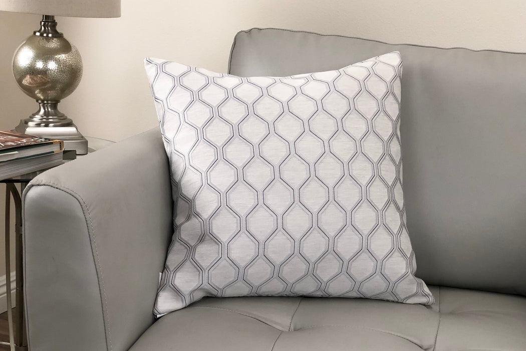 Andante Contemporary Decorative Feather and Down Throw Pillow In Platinum Jacquard Fabric